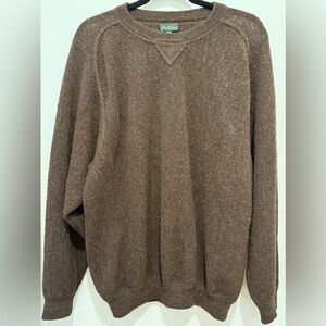 Andean Peru Alpaca Wool Men’s Crewneck Sweater in Brown